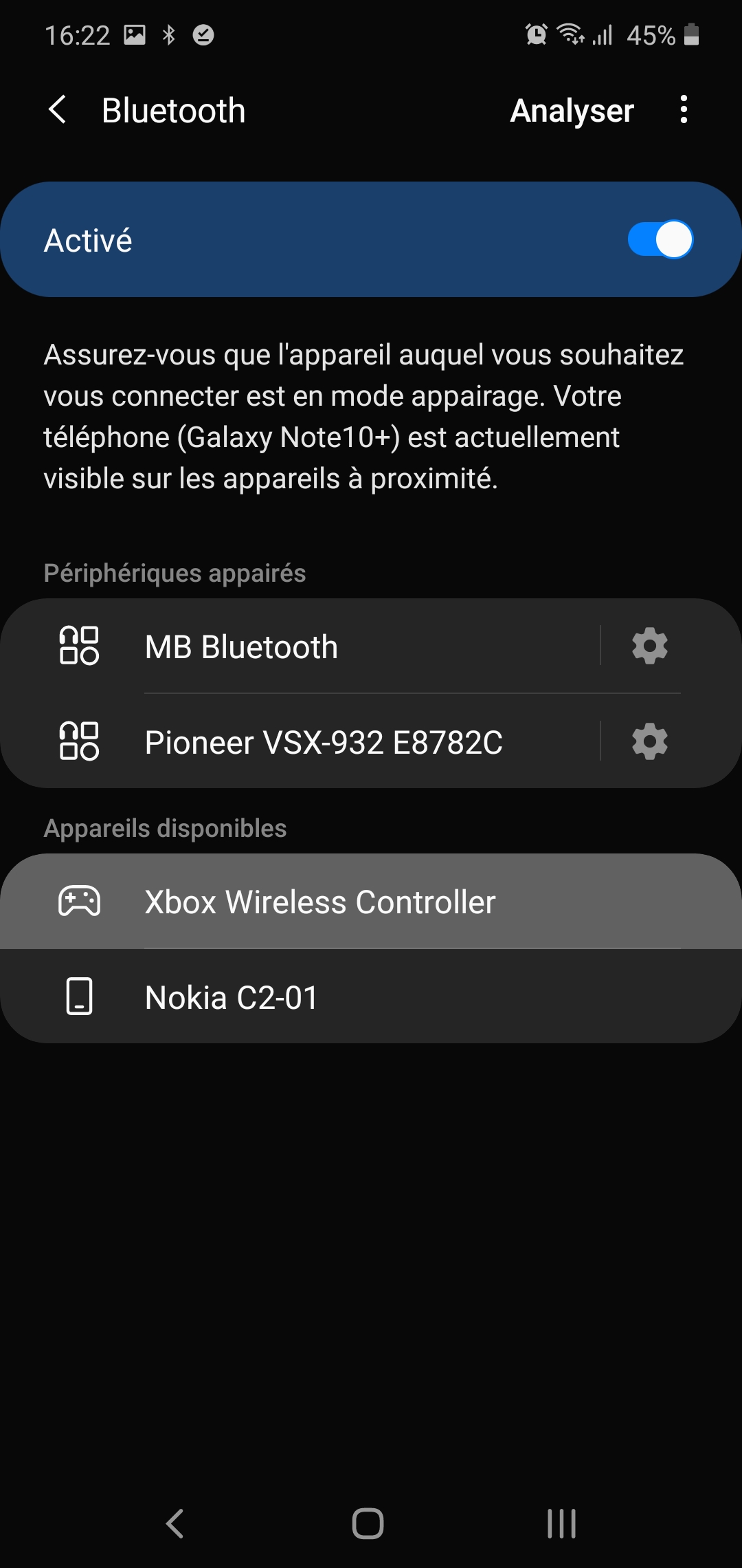 Détection de manette Xbox sur téléphone