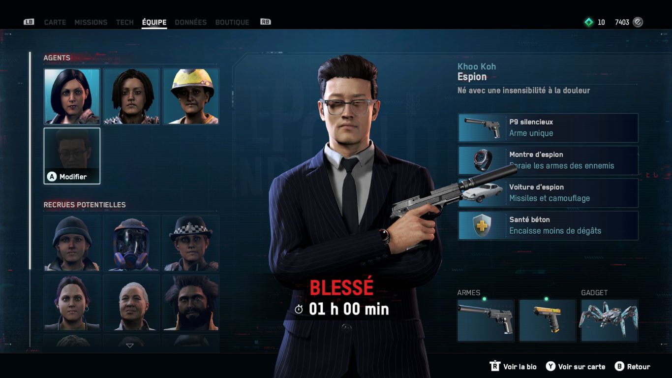 En "permadeath", mon espion expert serait mort