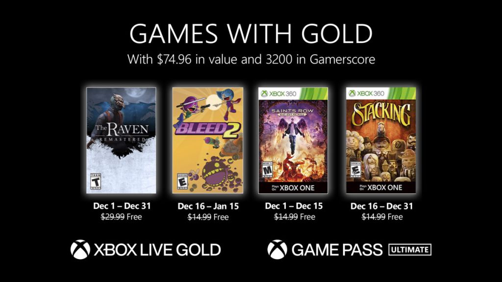 Xbox Games with Gold décembre 2020 : la liste des jeux Xbox gratuits