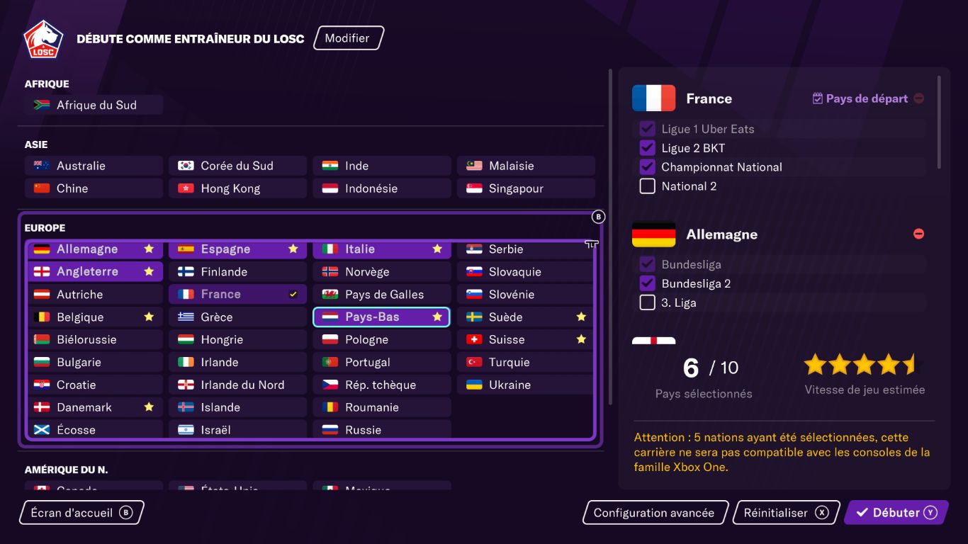 Un grand choix de nations pour votre carrière