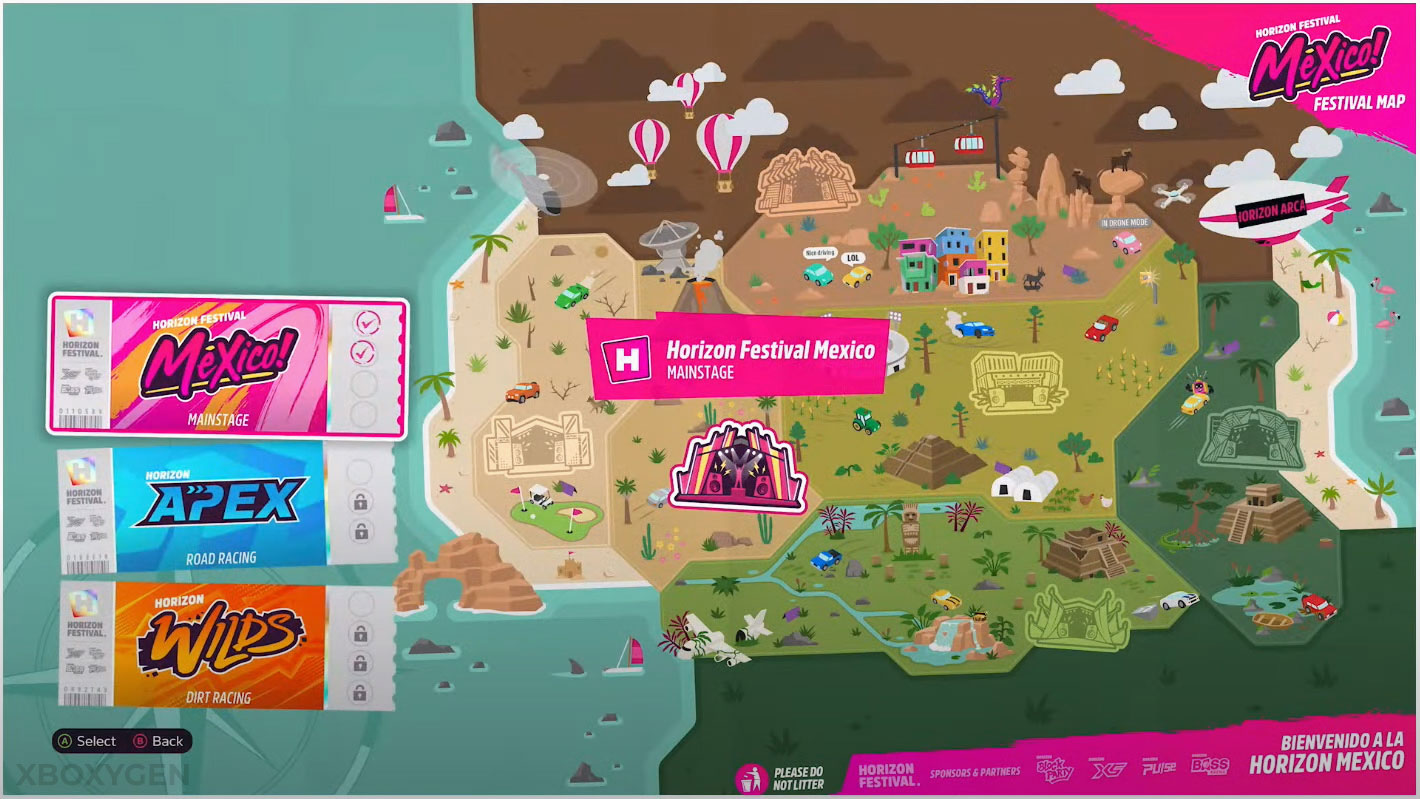 La carte colorée de Forza Horizon 5