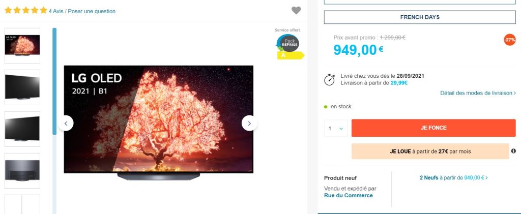 Bon plan French Days : TV 4K OLED LG 55B1 à 949 € idéale pour Xbox Series X