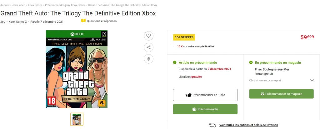 GTA The Trilogy : précommandez maintenant dès 49,99 € pour les adhérents Fnac