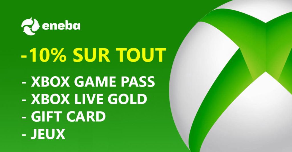 Black Friday : -12% sur tout Eneba : Xbox Game Pass, Xbox Live Gold, Jeux