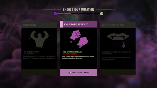 Les mutations nous greffent bonus et/ou malus permanents