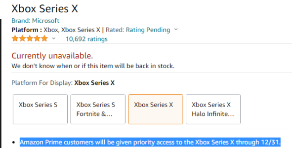 News : Amazon va vendre des Xbox Series X et PS5 en priorité aux membres “Prime”