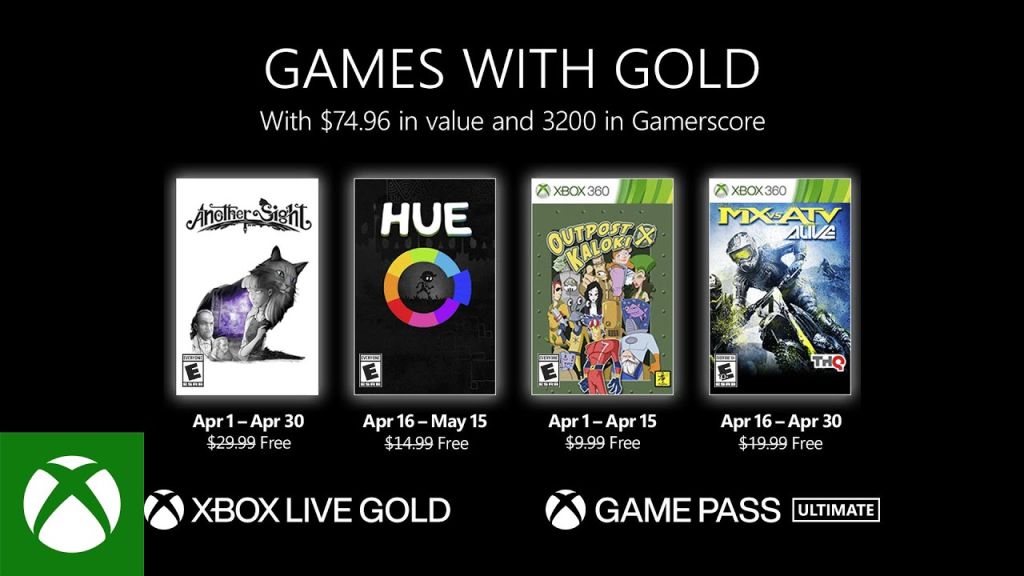 Games With Gold avril 2022 : la liste des 4 jeux Xbox gratuits