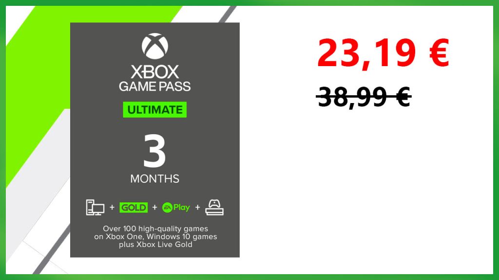 Xbox Game Pass Ultimate pas cher : 3 mois à 23,59 € au lieu de 38,99 € !