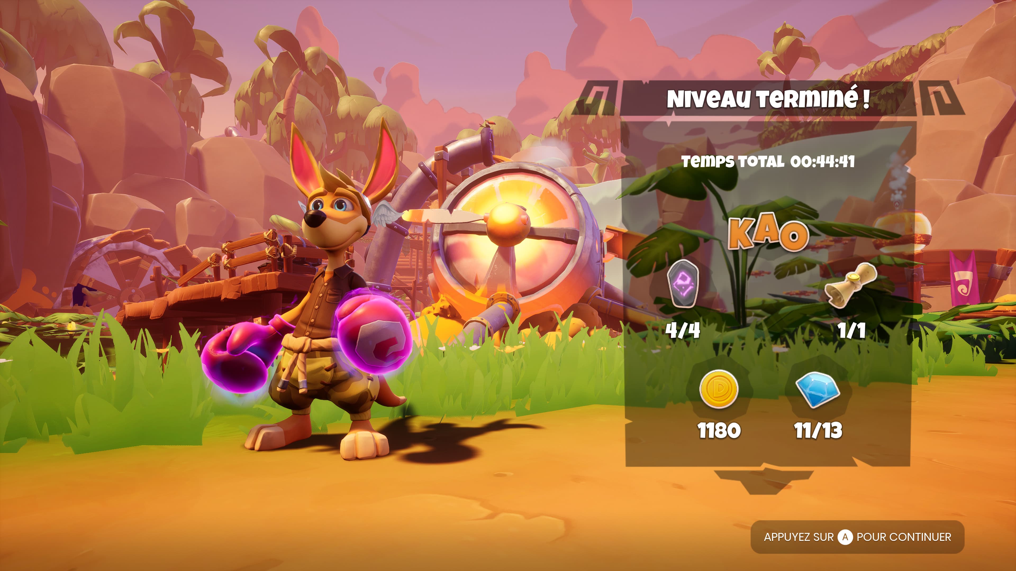 Le tableau de fin de niveau permet de savoir ce que l'on a manqué.