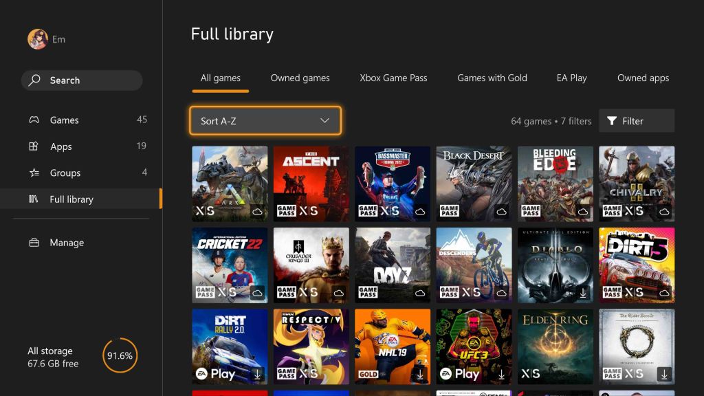 Mise à jour Xbox : refonte et optimisation de la section « Mes jeux et applications »