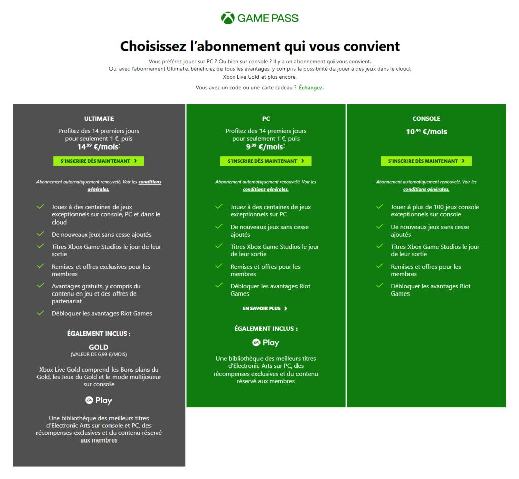 Xbox Game Pass Ultimate : la période d&rsquo;essai à 1€ passe de 1 mois à 14 jours