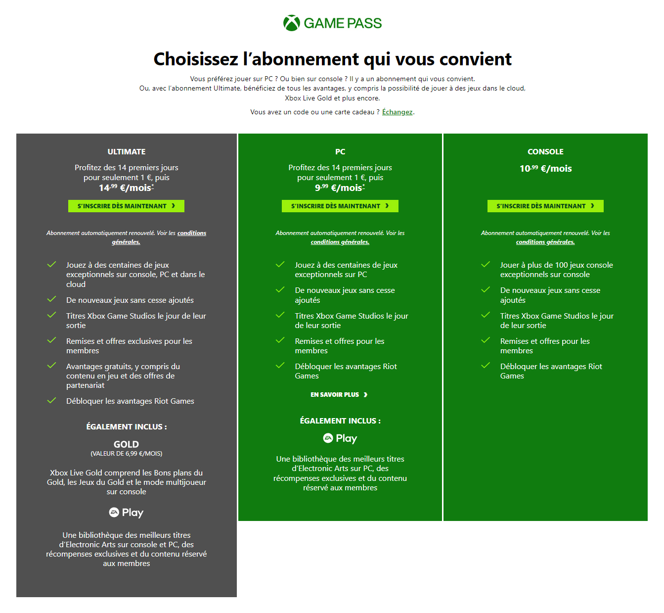 Période de test du Xbox Game Pass, capture de début août