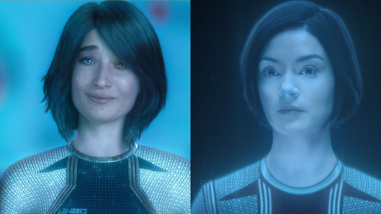 De gauche à droite : Cortana dans la Saison 1 et Cortana dans la Saison 2