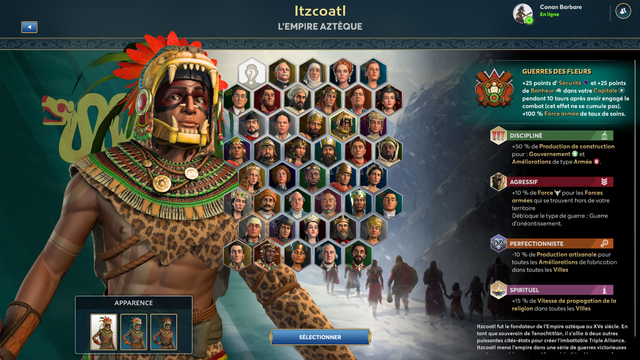 Un vaste choix de personnages historiques