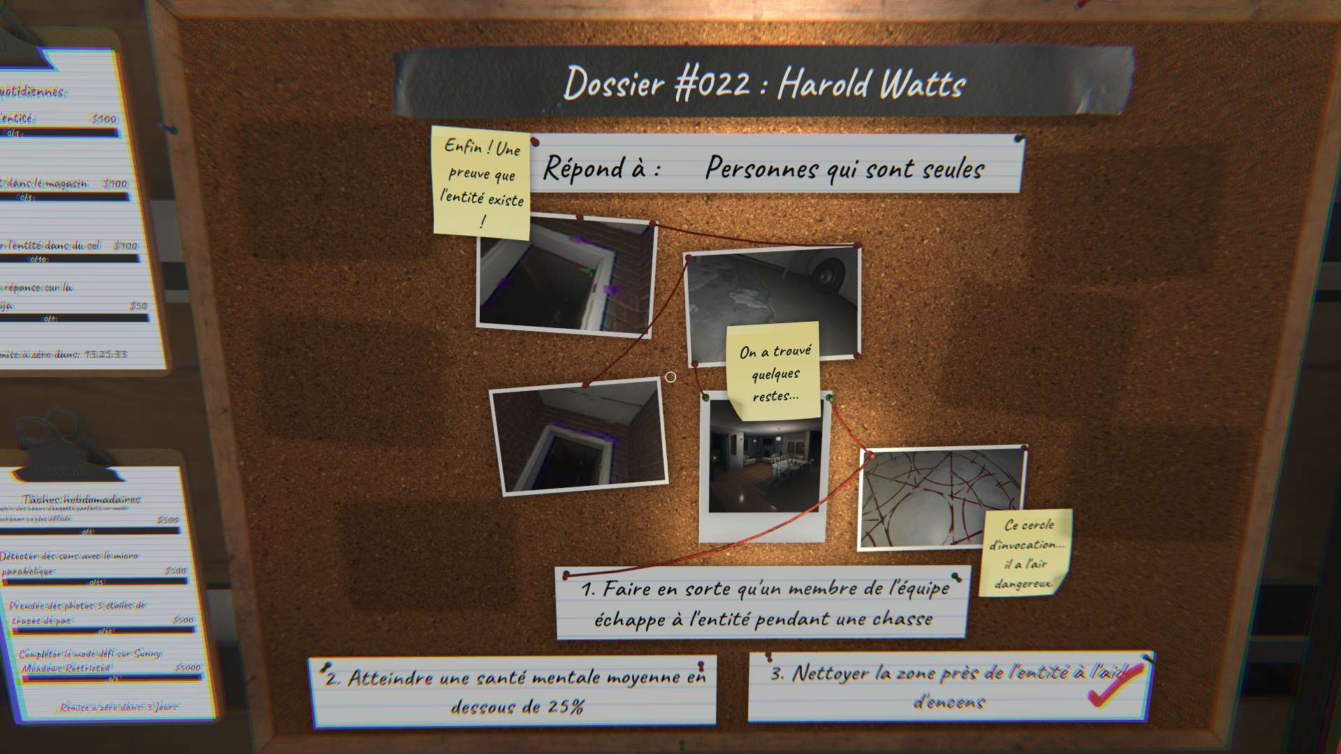 Le tableau des preuves est consultable dans le camion