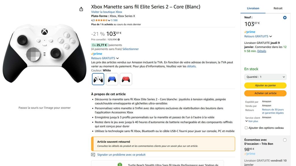 Amazon alerte les acheteurs de la manette Xbox Elite Core qui est « souvent retournée »
