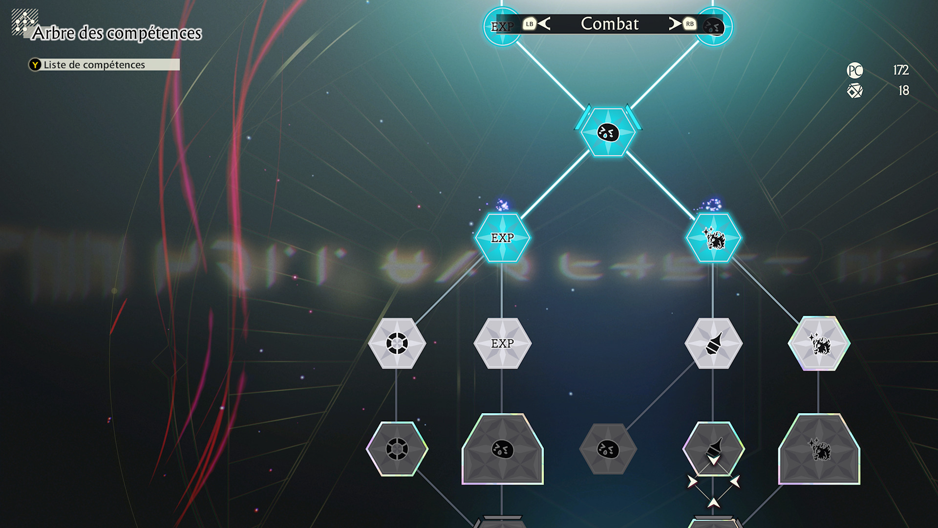Le jeu propose trois arbres de compétences : combat, synthèse et récolte