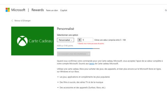 Microsoft Rewards : l’achat d’une carte cadeau Xbox devient plus flexible